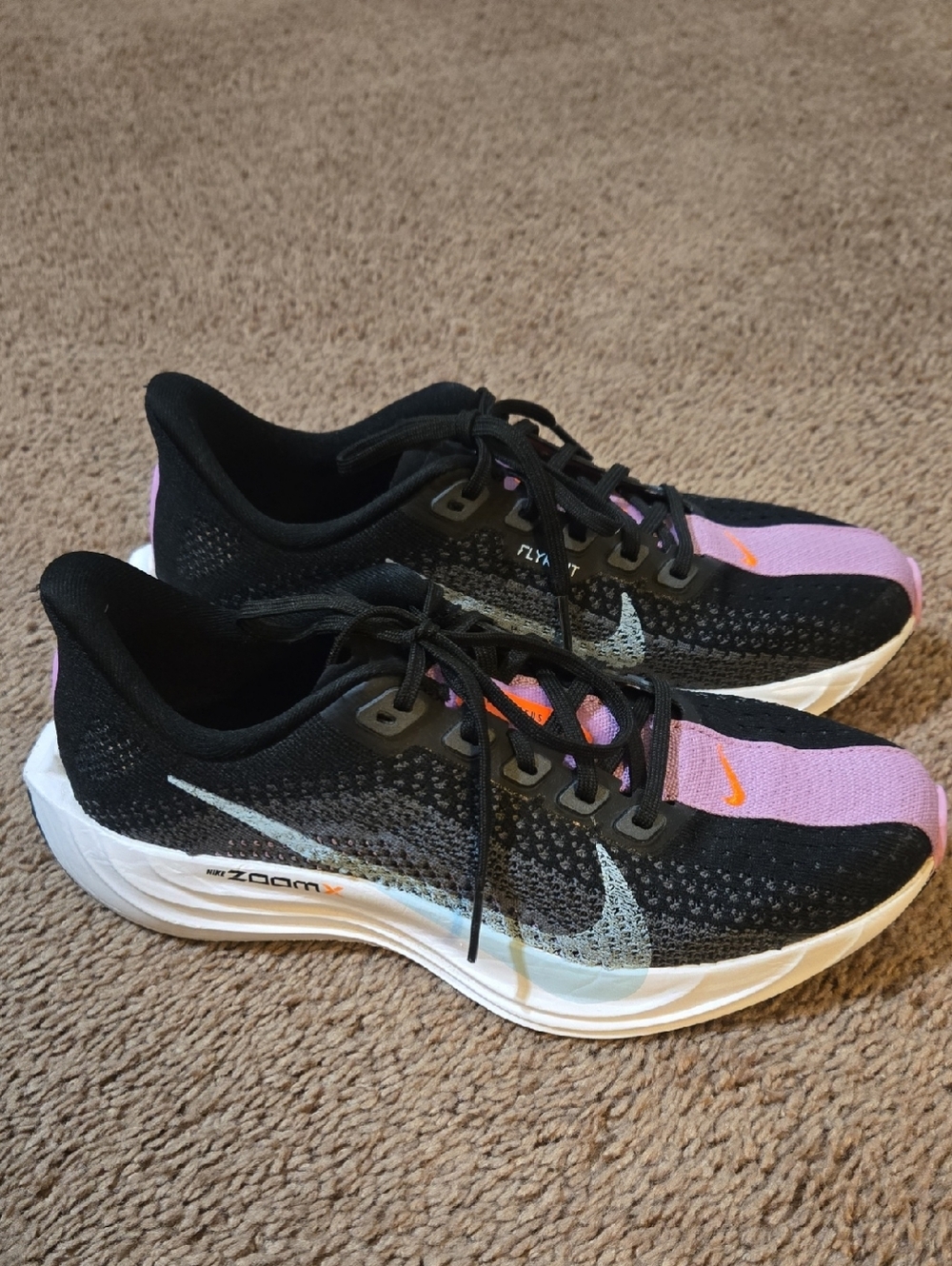 Nike Women’s Black & Purple Running Sneakers with Orange Accents